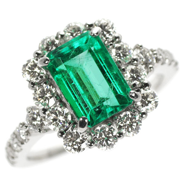 Pt950 エメラルド ダイヤモンド リング 1.85ct 1.01ct