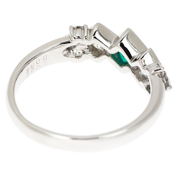 Pt900 エメラルド ダイヤモンド リング 0.32ct D0.68ct