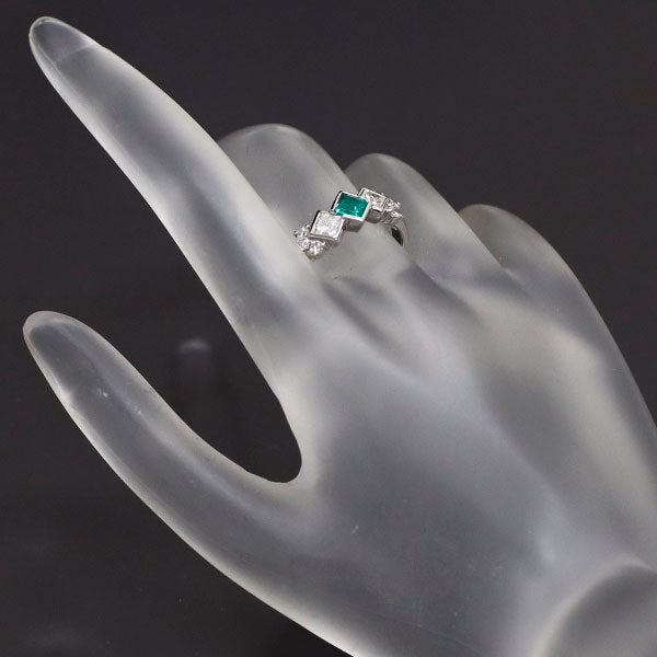 Pt900 エメラルド ダイヤモンド リング 0.32ct D0.68ct