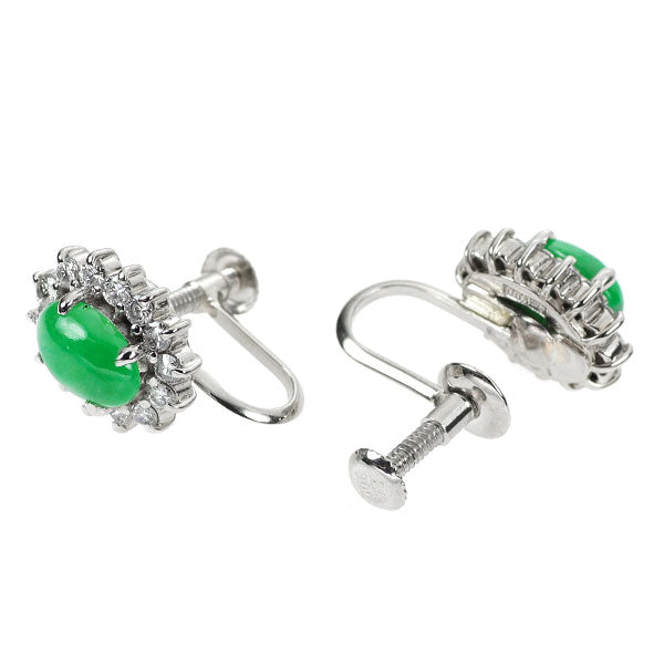 Pt900 樹脂含浸なし翡翠 ダイヤモンド イヤリング 0.562ct