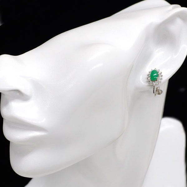 Pt900 樹脂含浸なし翡翠 ダイヤモンド イヤリング 0.562ct