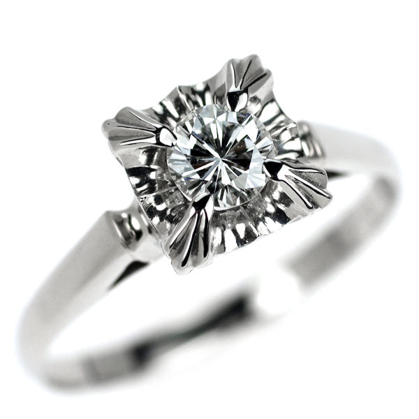 Pt800 ダイヤモンド リング 0.24ct 陽刻ビンテージ 昭和風レトロ