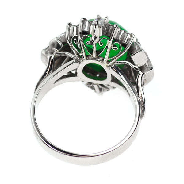 Pt850 翡翠 ダイヤモンド リング D1.07ct 陽刻ヴィンテージ製品 昭和レトロ