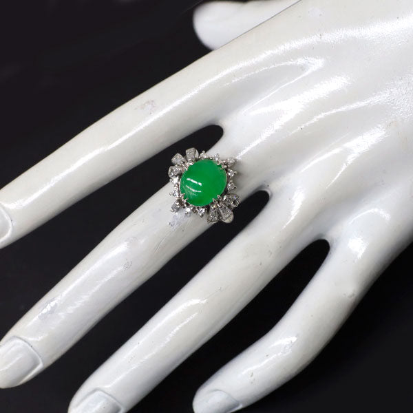 Pt850 翡翠 ダイヤモンド リング D1.07ct 陽刻ヴィンテージ製品 昭和レトロ