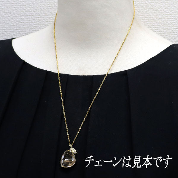 K18YG ルチルクオーツ ダイヤモンド ペンダントトップ 14.08ct D0.10ct 植物