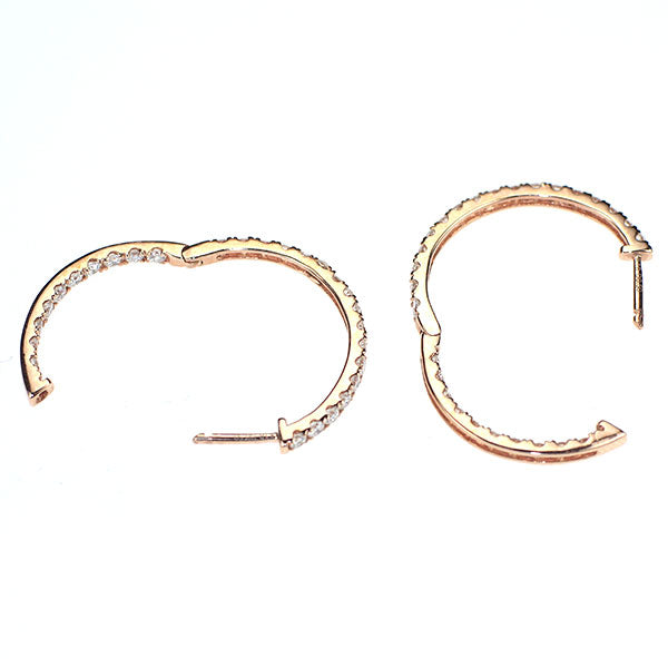 新品 K18PG ダイヤモンド ピアス D1.00ct フープ