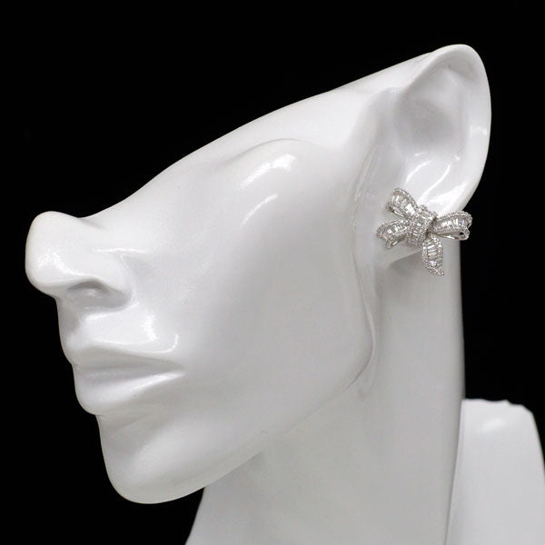新品 K18WG ダイヤモンド ピアス D2.00ct リボン