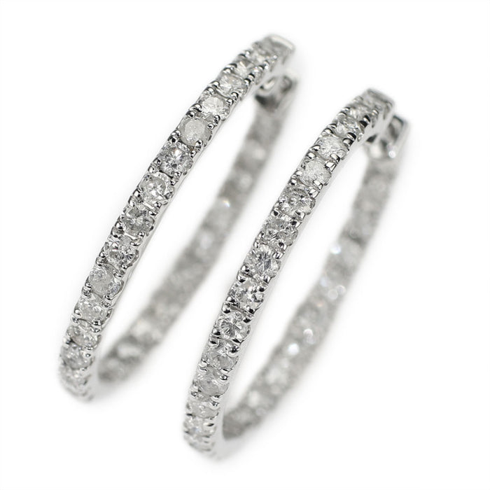新品 K18WG ダイヤモンド ピアス D1.00ct フープ