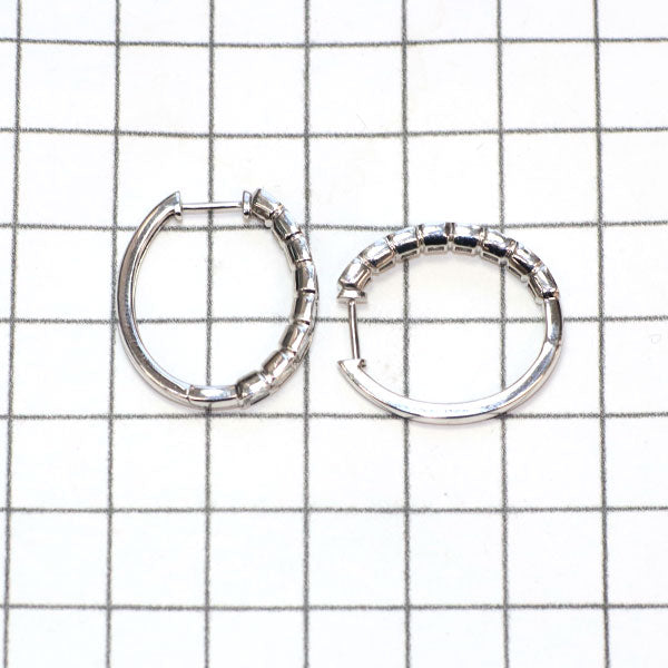 新品 K18WG アッシャーカット ダイヤモンド ピアス D3.00ct フープ