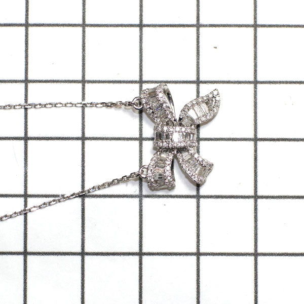 新品 K18WG ダイヤモンド ペンダントネックレス D0.60ct リボン