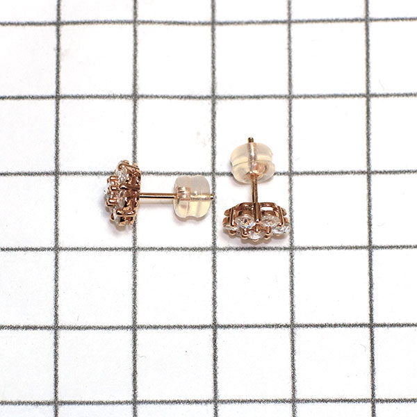 新品 K18PG ローズカット ダイヤモンド ピアス D0.70ct フラワー