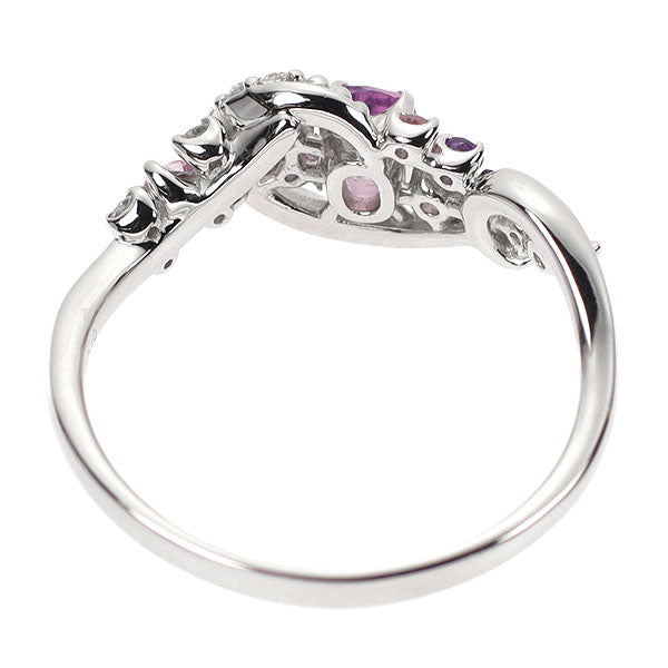 Pt950 ハックマナイト アメジスト ピンクサファイア ダイヤ リング 0.203ct AM0.05ct PS0.10ct D0.15ct 強蛍光