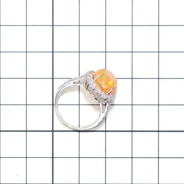 Pt950 ファイアーオパール ダイヤモンド リング 4.65ct D1.40ct