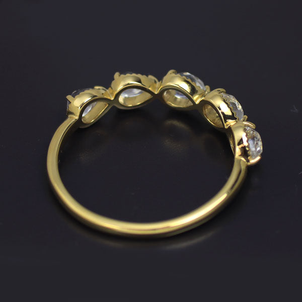 新品 K18YG ローズカット ラブラドライト リング 0.60ct ハーフエタニティ