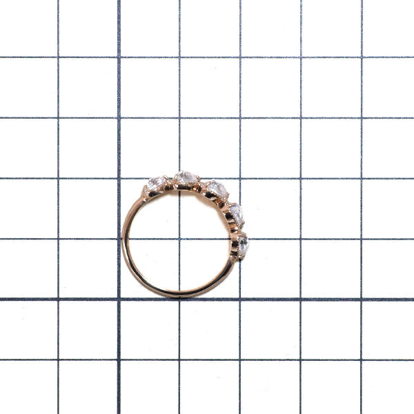 新品 K18PG ローズカット フェルスパー リング 0.60ct ハーフエタニティ