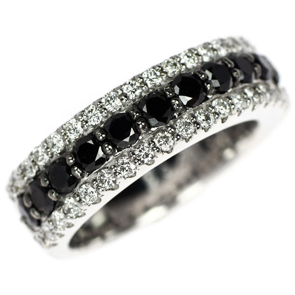 ポンテヴェキオ K18WG ブラックダイヤモンド  リング 0.78ct D0.46ct ビアンコエネロ ハーフエタニティ