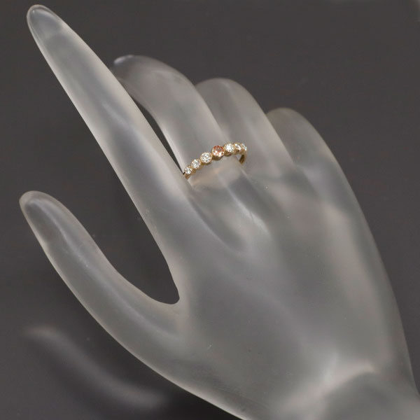 K18PG ピンクサファイア ダイヤモンド リング 0.084ct D0.21ct