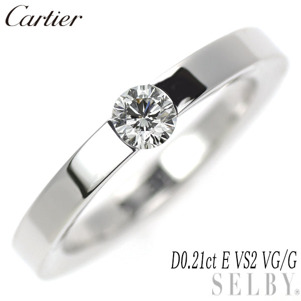 カルティエ K18WG ダイヤモンド リング 0.21ct E VS2 VG/G デートウィズ 48号