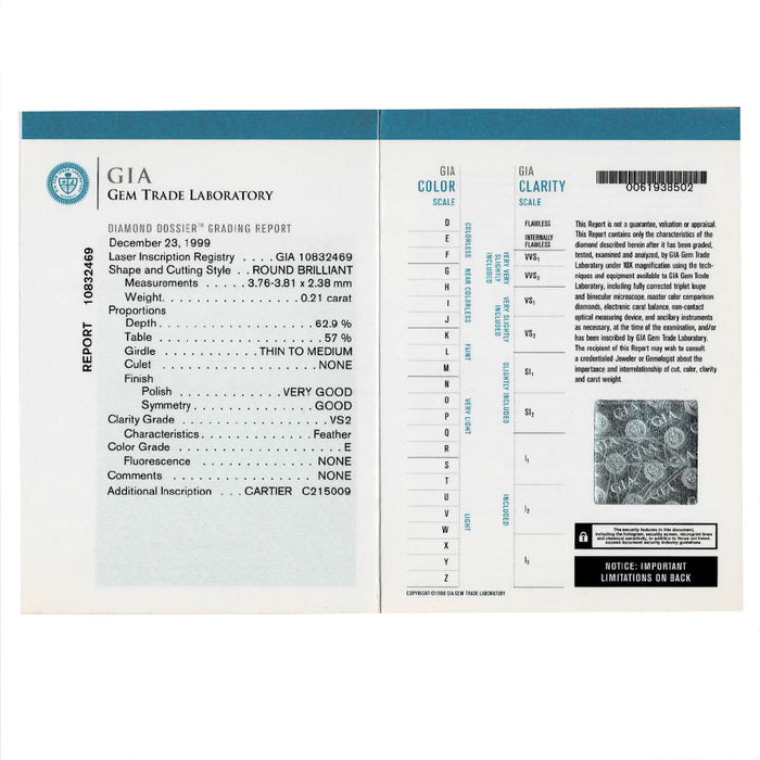 カルティエ K18WG ダイヤモンド リング 0.21ct E VS2 VG/G デートウィズ 48号