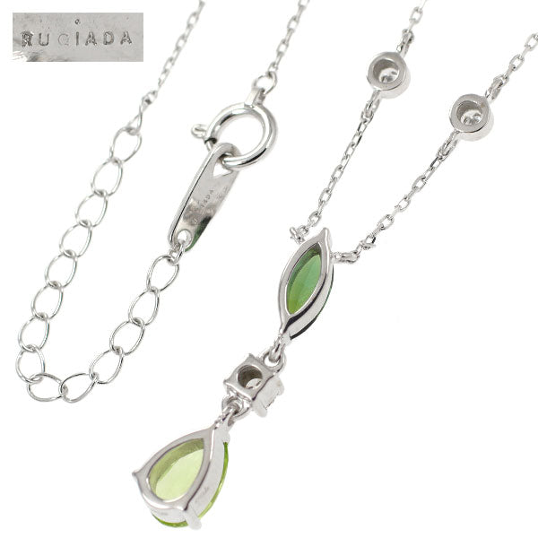 ルジアダ K18WG ペリドット トルマリン ダイヤモンド ペンダントネックレス