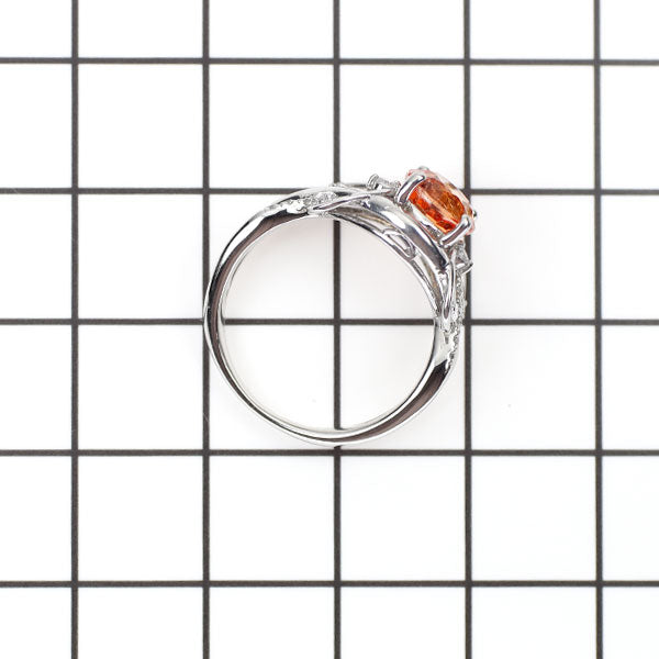 Pt900 オレンジ サファイア ダイヤモンド リング 1.76ct D0.19ct