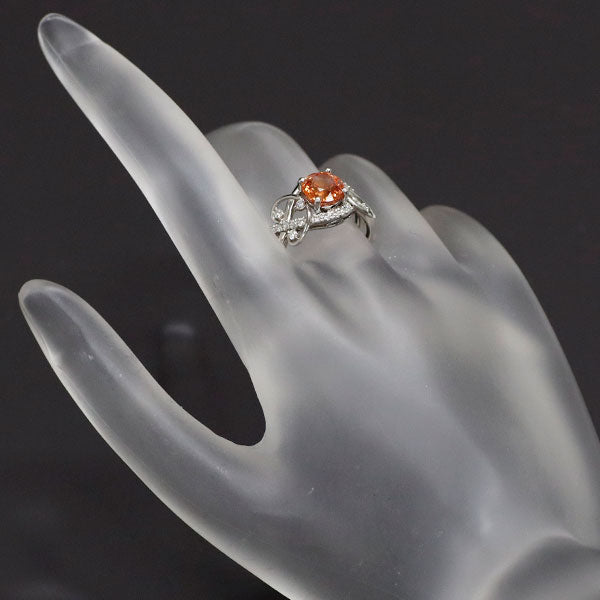 Pt900 オレンジ サファイア ダイヤモンド リング 1.76ct D0.19ct