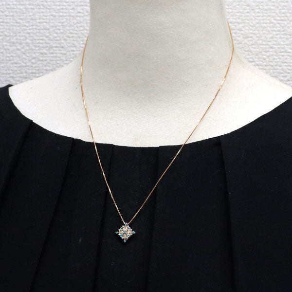 K18PG パライバトルマリン ダイヤモンド ペンダントネックレス 0.12ct D0.13ct