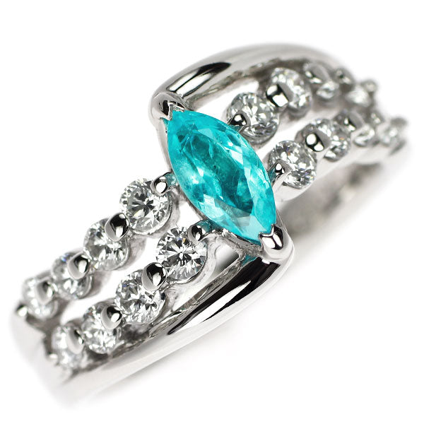 パライバトルマリン0.05ct　リングサイズ12号Pt900製　ソーティング付き Pt900 天然 パライバトルマリン 0.05ct ダイヤモンド 0.45ct 8-18号