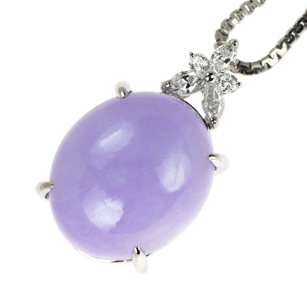 Pt ラベンダー 翡翠 ダイヤモンド ペンダントネックレス 17.006ct 0.35ct