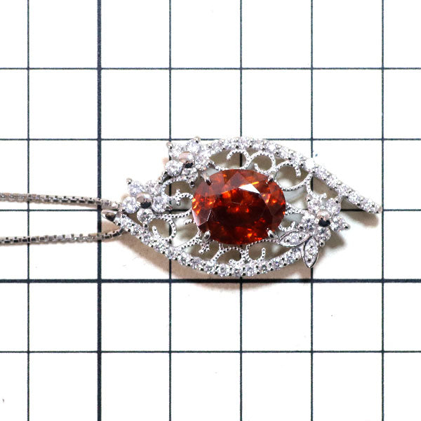 Pt スファレライト ダイヤモンド ペンダントネックレス 8.57ct D1.29ct