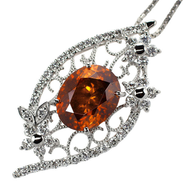 Pt スファレライト ダイヤモンド ペンダントネックレス 8.57ct D1.29ct