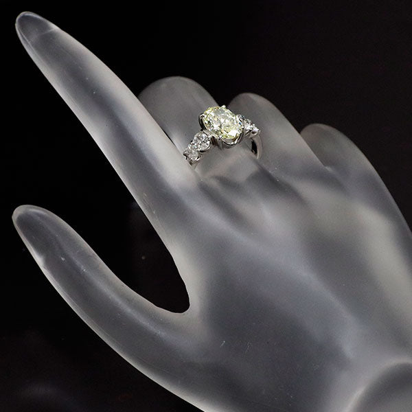 Pt900 オーバルカット ダイヤモンド リング 2.077ct LY VS2 D0.88ct