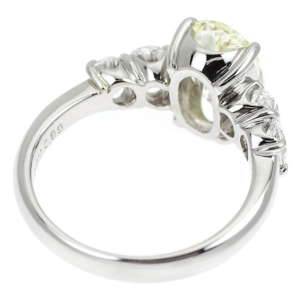 Pt900 オーバルカット ダイヤモンド リング 2.077ct LY VS2 D0.88ct