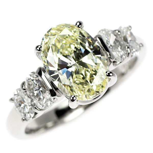 Pt900 オーバルカット ダイヤモンド リング 2.077ct LY VS2 D0.88ct