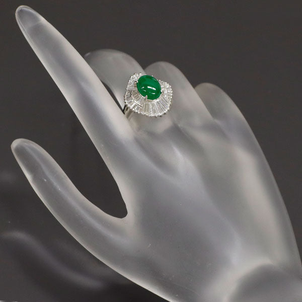 Pt900 翡翠 ダイヤモンド リング 2.45ct D1.57ct