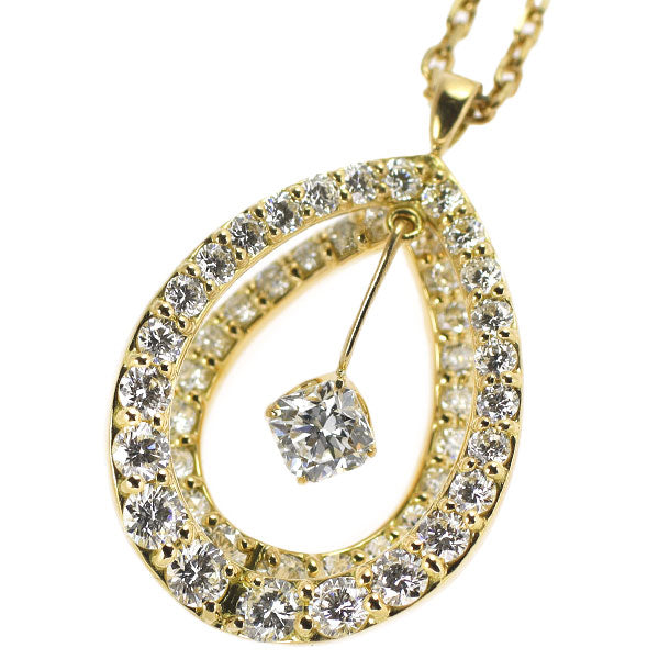 K18YG フランダースカット ダイヤモンド ペンダントネックレス 0.25ct D1.00ct