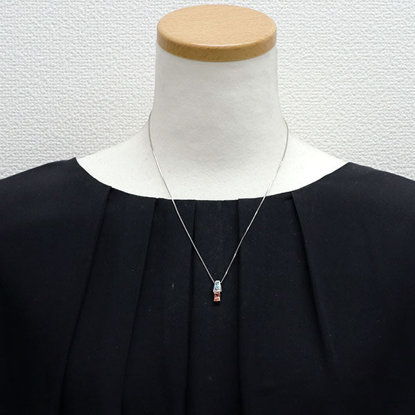 Pt パライバトルマリン ロードクロサイト ペンダントネックレス 0.12ct D0.68ct
