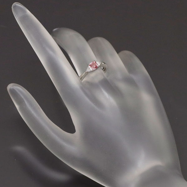 ミキモト 希少 Pt950 エメラルドカット 天然ピンクダイヤモンド リング 0.505ct FIPP SI2  D0.19ct