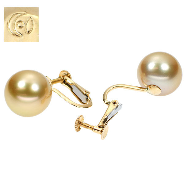 田崎真珠 K18YG ゴールデン 真珠 イヤリング 径約11.1-11.3mm