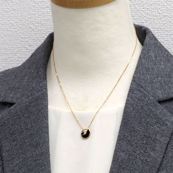 カルティエ K18PG オニキス ダイヤモンド ペンダントネックレス アミュレット