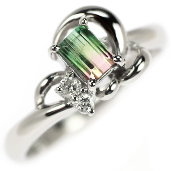 Pt900 バイカラートルマリン ダイヤモンド リング 0.43ct D0