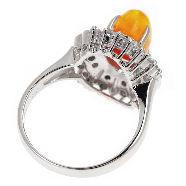 Pt900 ファイヤー オパール ダイヤモンド リング 2.04ct D0.75ct