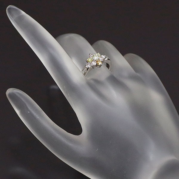 Pt900 グリーニッシュイエローダイヤモンド リング 0.156ct CD0.78ct