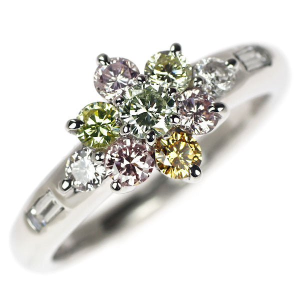Pt900 グリーニッシュイエローダイヤモンド リング 0.156ct CD0.78ct