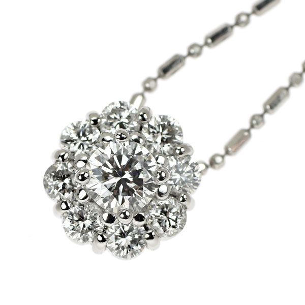 Pt900/ Pt850 ダイヤモンド ペンダントネックレス 0.314ct D0.50ct フラワー