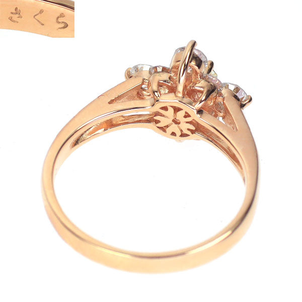 K18PG さくらカット ダイヤモンド リング 0.331ct D0.60ct フラワー