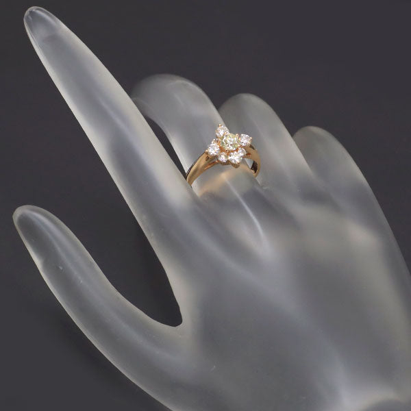 K18PG さくらカット ダイヤモンド リング 0.331ct D0.60ct フラワー