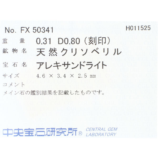 希少 Pt900 アレキサンドライト ダイヤモンド リング 0.31ct D0.80ct
