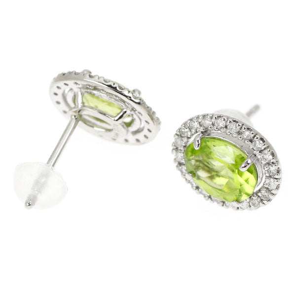 新品 Pt900 ペリドット ダイヤモンド ピアス 1.45ct D0.20ct