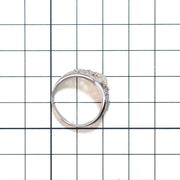 Pt900/K18YG ペアシェイプ ダイヤモンド 天然ピンク/カラーレスダイヤ リング 1.001ct M VS2 PD0.02ct D0.17ct 希少